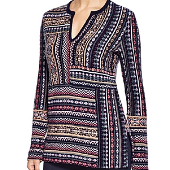 Tory Burch Wool Blend Intarsia Print 